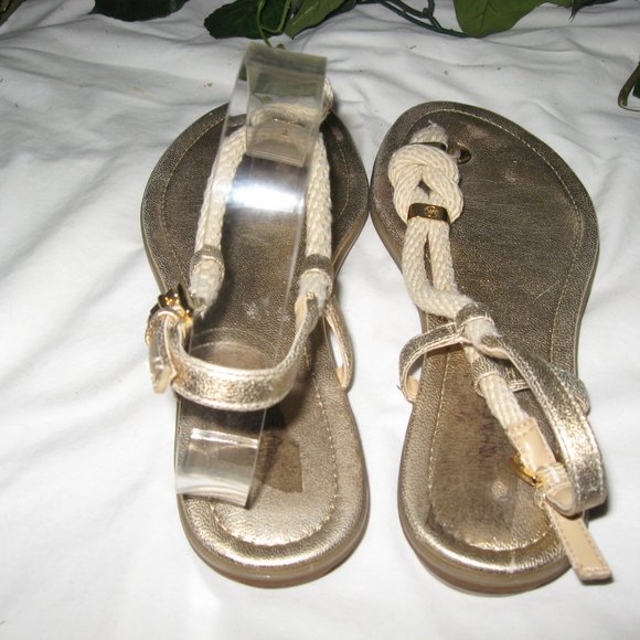 MICHAEL KORS GOLD AND ROPE SANDALS 9.5M - Picture 8 of 11